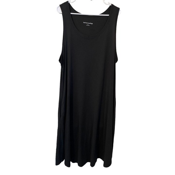 Soft Surroundings Dresses & Skirts - Soft Surroundings Black Sleeveless Cotton Modal Jersey A-Line Tank Dress…
